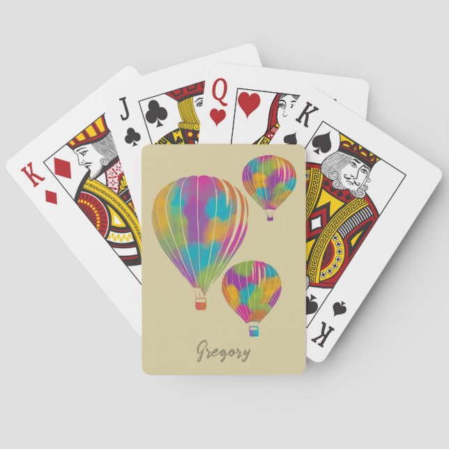 Personalisierte Regenbogen-Heißluftballons Spielkarten (Rückseite)