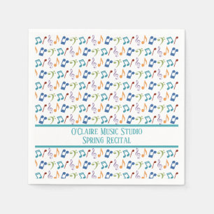 Personalisierte Regenbogen-Musiknoten (weiß) Serviette