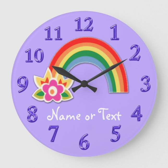 Personalisierte Regenbogen-Uhr in IHREN FARBEN, Große Wanduhr (Vorderseite)