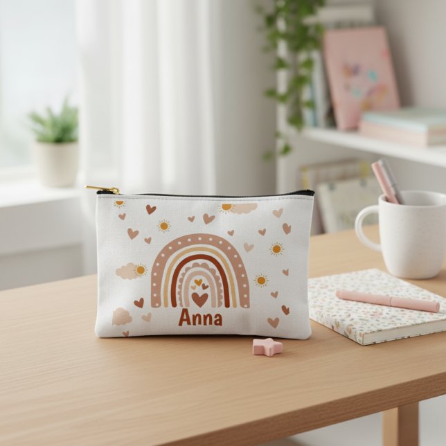 Personalisierte Regenbogen und Herzen Zubehörtasche (trousse personnalisée enfant prénom arc en ciel et coeurs)