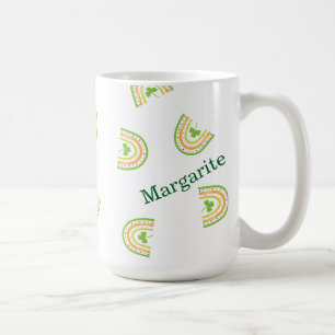 Personalisierte Regenbogen und Kleeblätter in vers Kaffeetasse
