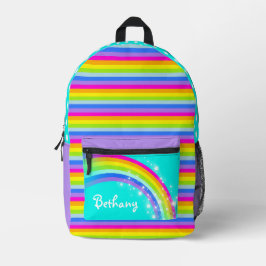Personalisierte Regenbogenaqua-Schule für lila Kin Bedruckter Rucksack