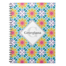Personalisierte Regenbogenblume Mandala Diamantsta Notizblock