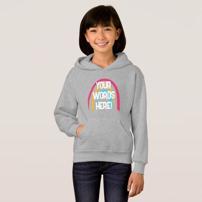 Personalisierte Regenbogenmädchen Hoodie (Vorne ganz)