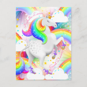 Personalisierte Regenbogenpresse Unicorn Postkarte