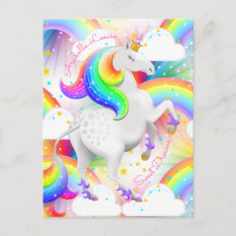 Personalisierte Regenbogenpresse Unicorn Postkarte