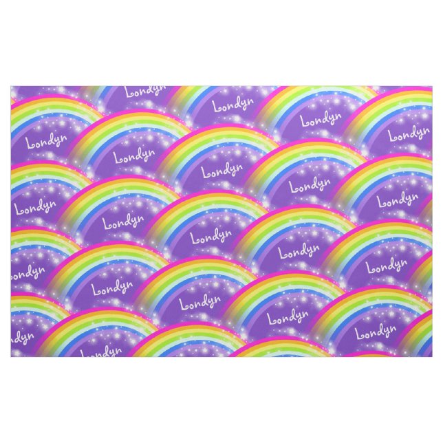 Personalisierte Regenbogensterne lila Stoff (Fat Quarter (45,7 x 55,9 cm))