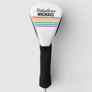 Personalisierte Regenbogenstreifen für weiße LGB Golf Headcover