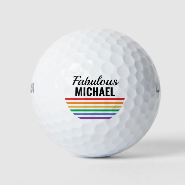 Personalisierte Regenbogenstreifen, weiße LGBT Cus Golfball (Vorderseite)