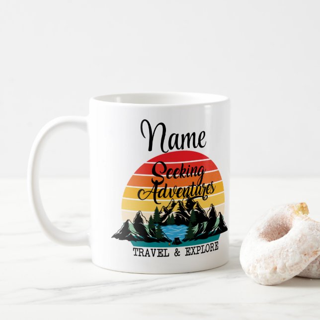 Personalisierte Reise entdecken Design Coffee Tass Kaffeetasse (Mit Donut)