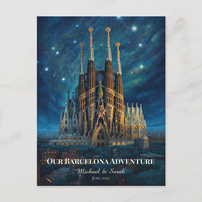 Personalisierte Reise nach Barcelona | Sagrada Fam Postkarte (Vorderseite)