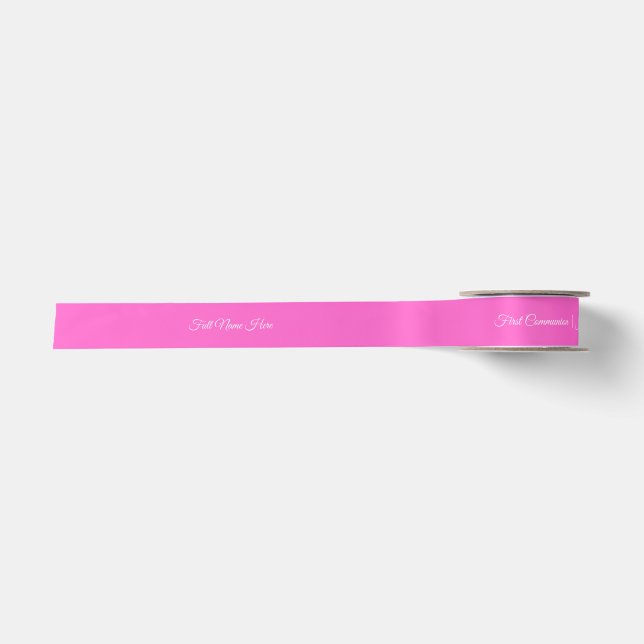 Personalisierte religiöse Erste Kommunion Rose Ros Satinband (Vorderseite)