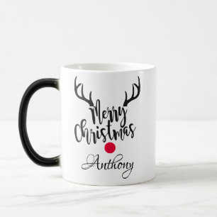 Personalisierte Rentiere - frohe Weihnachten Verwandlungstasse