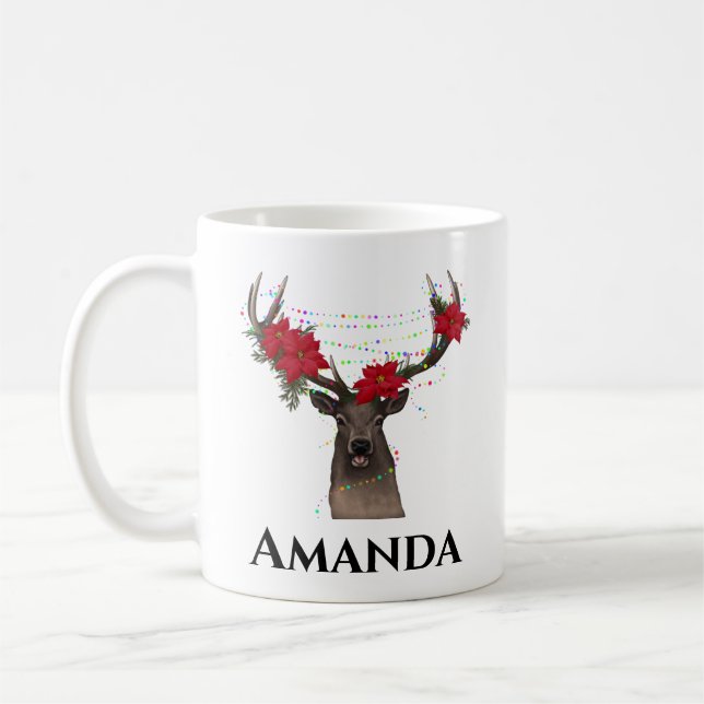 Personalisierte Rentiere - Tasse für leichte Weihn (Links)