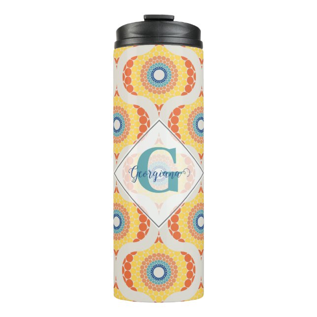 Personalisierte Retro-Ägäische Sommerradiant Manda Thermosbecher (Vorderseite)