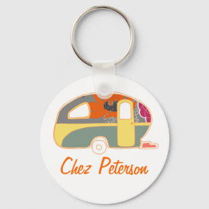 Personalisierte Retro Art Caravan Besitzer Schlüss Schlüsselanhänger