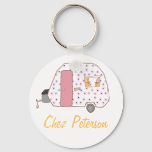 Personalisierte Retro Art Caravan Besitzer Schlüss Schlüsselanhänger