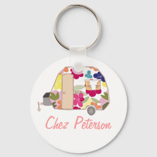 Personalisierte Retro-Art-Caravan-Besitzer-Schlüss Schlüsselanhänger