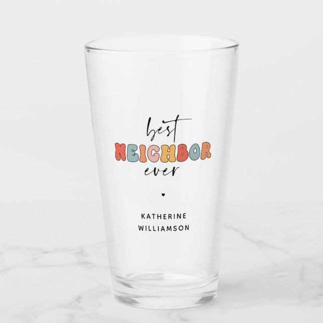 Personalisierte Retro Best Neighbour je Niedlich Glas (Vorderseite)
