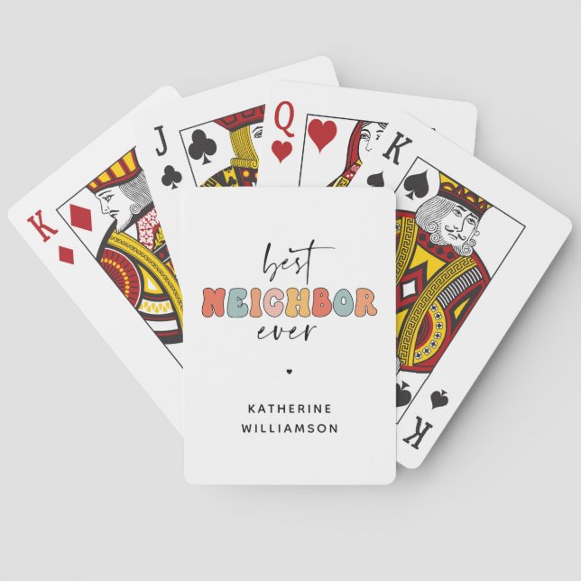 Personalisierte Retro Best Neighbour je Niedlich Spielkarten (Rückseite)