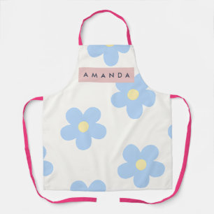 Personalisierte Retro Blaue Gänseblümchen-Blume Schürze