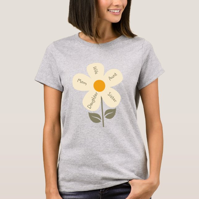 Personalisierte Retro-Blume, Rolle der Frau auf Pe T-Shirt (Vorderseite)