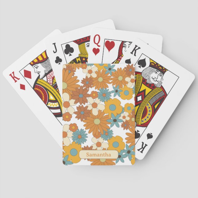 Personalisierte Retro-Blume - Sketchbook Spielkarten (Rückseite)