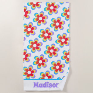 Personalisierte Retro-Blumen Strandtuch