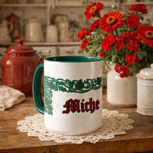 Personalisierte Retro-Blumenfoliage Tasse