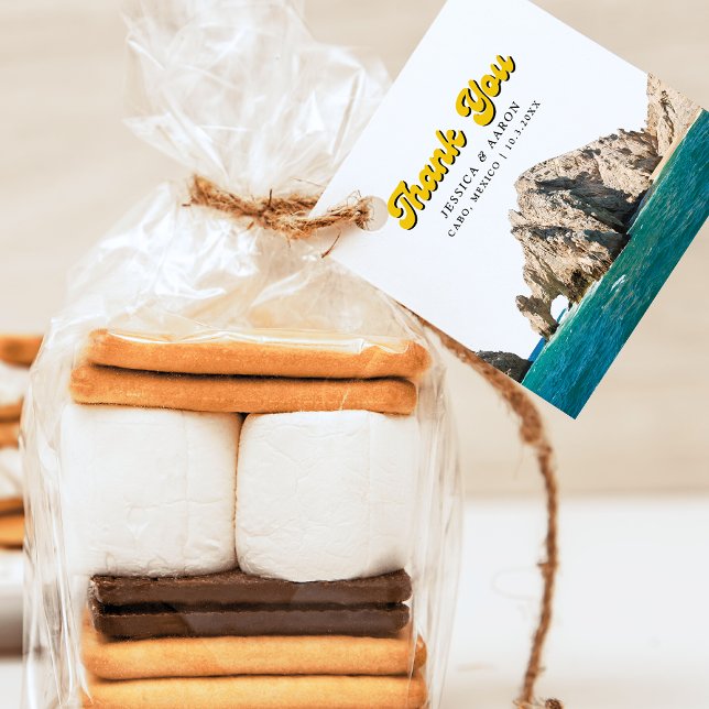 Personalisierte Retro Cabo Gastgeschenk Hochzeit T Geschenkanhänger (Personalized Retro Cabo Wedding Favor Tags)