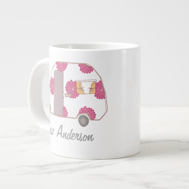 Personalisierte Retro Design Caravan Eigentümer Ju Jumbo-Tasse (Vorderseite Links)