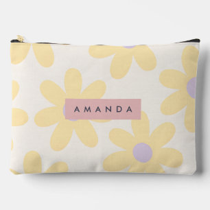 Personalisierte Retro-Gelbe Gänseblümchen-Blumenmu Zubehörtasche