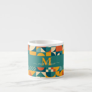 Personalisierte Retro geometrische Farbe Espressotasse