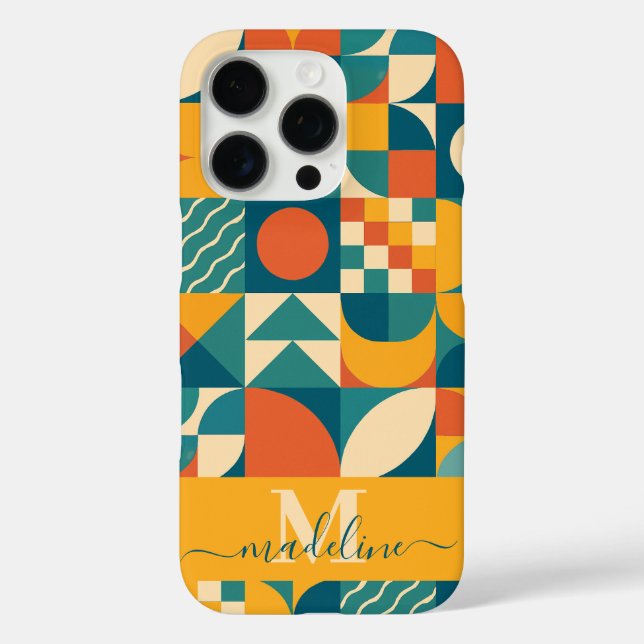 Personalisierte Retro geometrische Farbe iPhone 16 Pro Hülle (Rückseite)