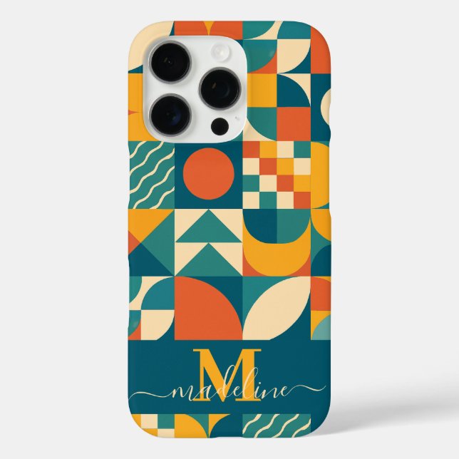 Personalisierte Retro geometrische Farbe iPhone 16 Pro Hülle (Rückseite)