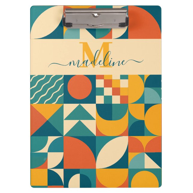 Personalisierte Retro geometrische Farbe Klemmbrett (Vorderseite)