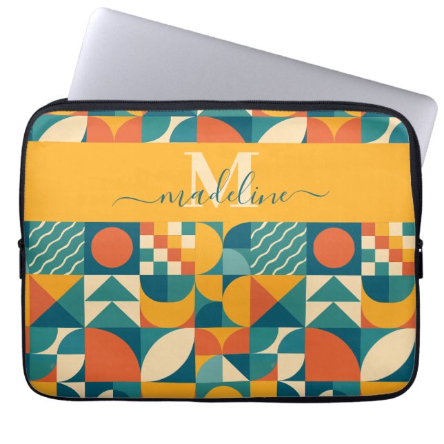Personalisierte Retro geometrische Farbe Laptopschutzhülle (Vorderseite)