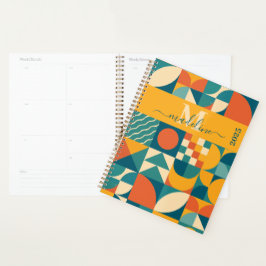 Personalisierte Retro geometrische Farbe Planer