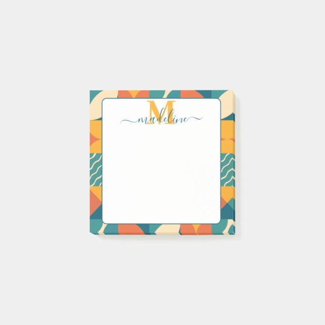 Personalisierte Retro geometrische Farbe Post-it Klebezettel (Vorderseite)