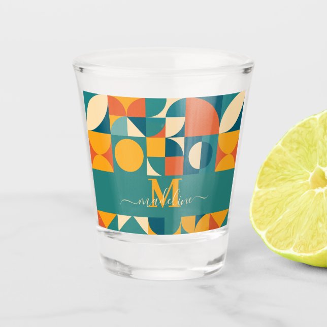 Personalisierte Retro geometrische Farbe Schnapsglas (Vorderseite)
