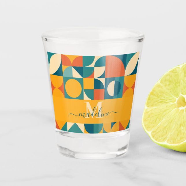 Personalisierte Retro geometrische Farbe Schnapsglas (Vorderseite)