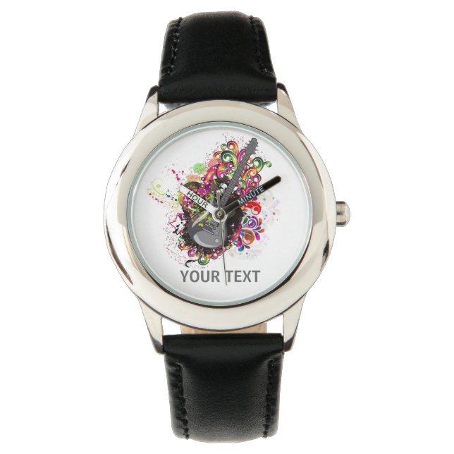 Personalisierte Retro-Gitarre Armbanduhr (Vorderseite)