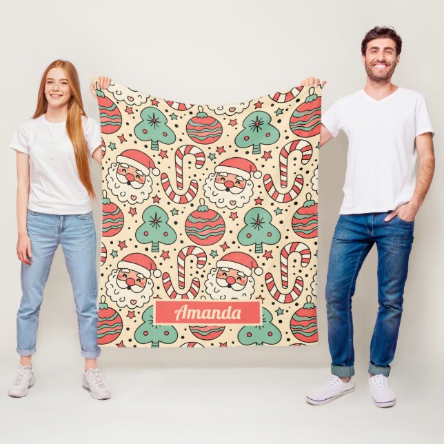 Personalisierte Retro-Groovy-Weihnachtsdecke Fleecedecke (Beispiel)