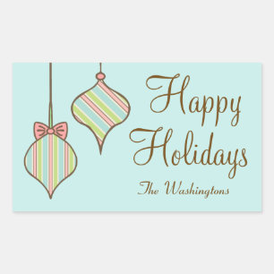 Personalisierte Retro Holiday Ornaments Geschenkar Rechteckiger Aufkleber