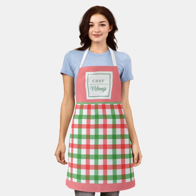 Personalisierte Retro-Karierte Schürze von Frauen (Getragen)