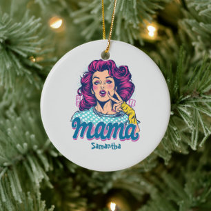 Personalisierte Retro-Mama-Pop-Art (11) Keramik Ornament