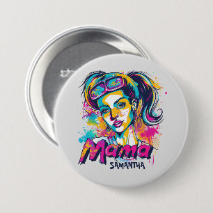 Personalisierte Retro-Mama-Pop-Art (18) Button