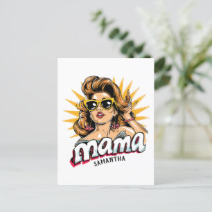 Personalisierte Retro-Mama-Pop-Art 1 Postkarte