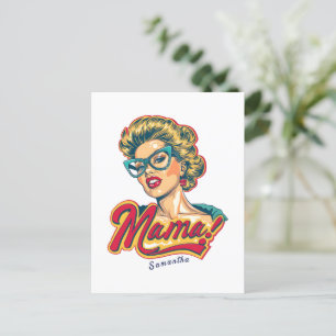 Personalisierte Retro-Mama-Pop-Art 2 Postkarte