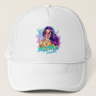 Personalisierte Retro-Mama-Pop-Art-Trucker-Mütze ( Truckerkappe